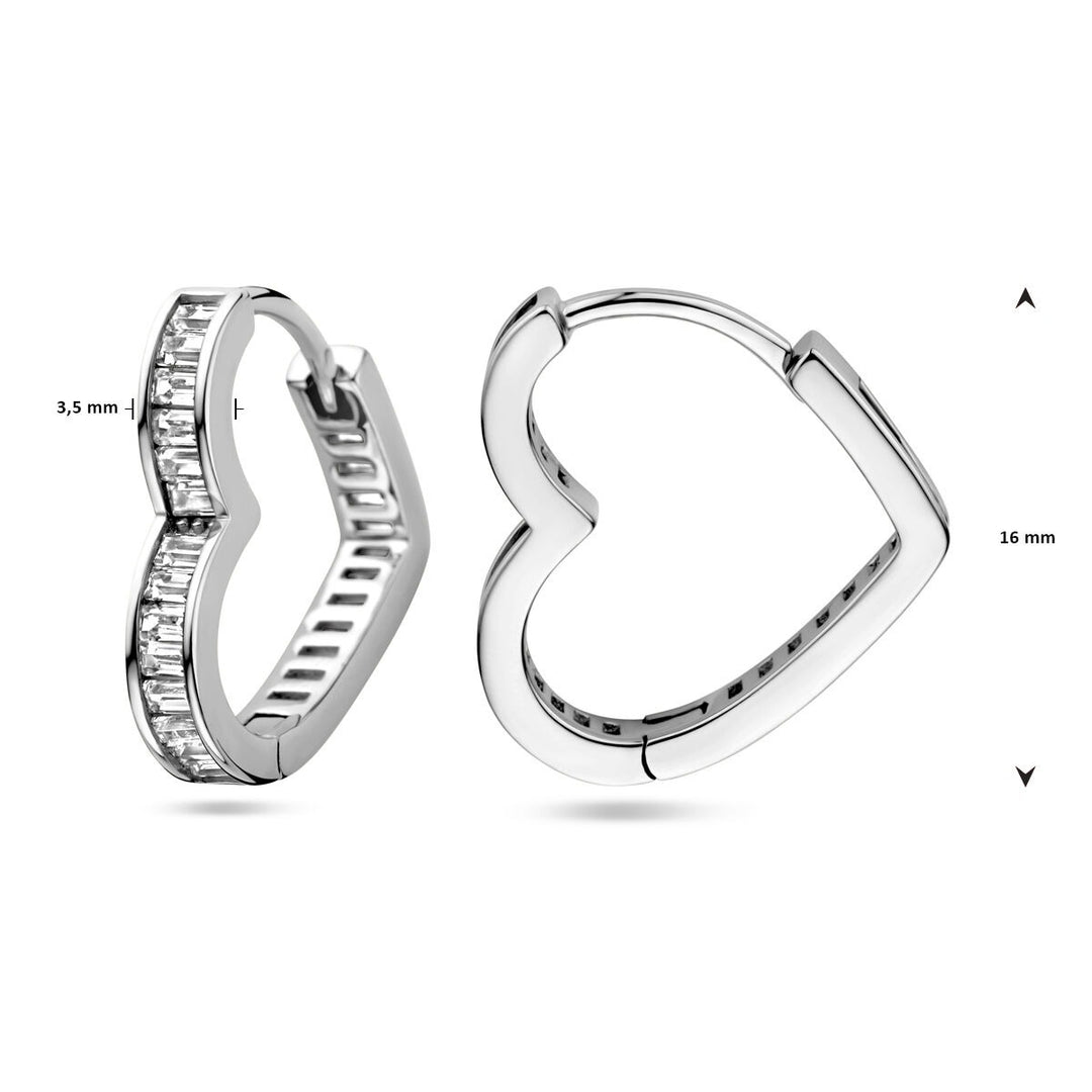 drop earrings heart zirconia silver rhodium plated