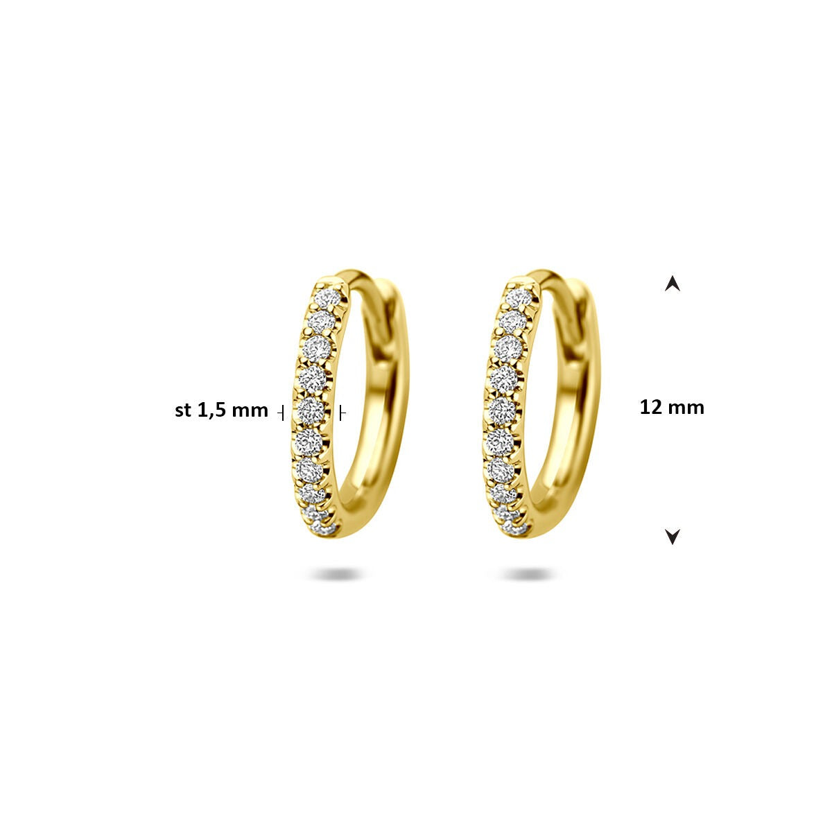 14k Geelgouden klapoorringen met lab grown diamant