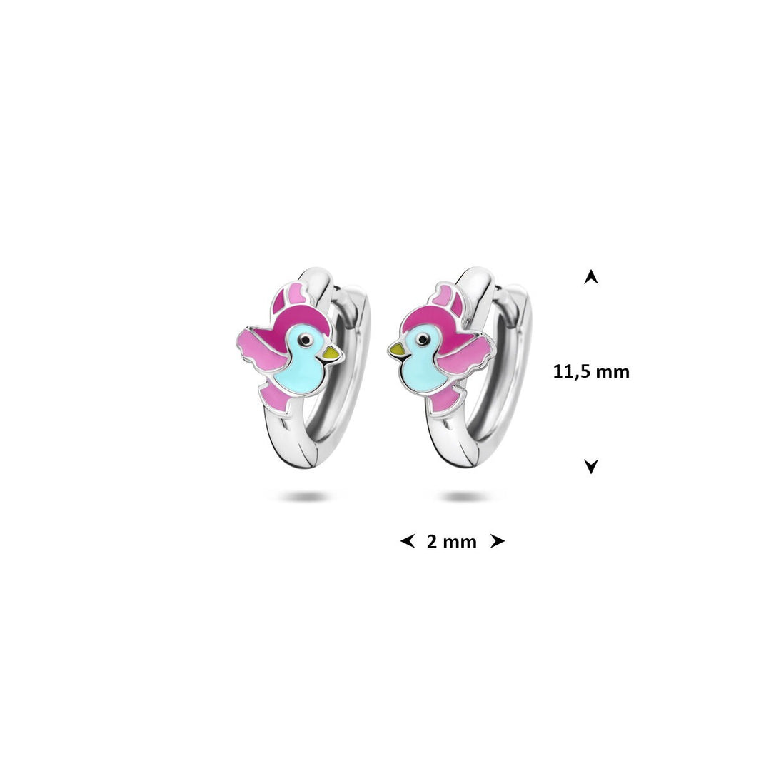 Zilveren kinder oorringen met vogeltje – gerhodineerd 925
