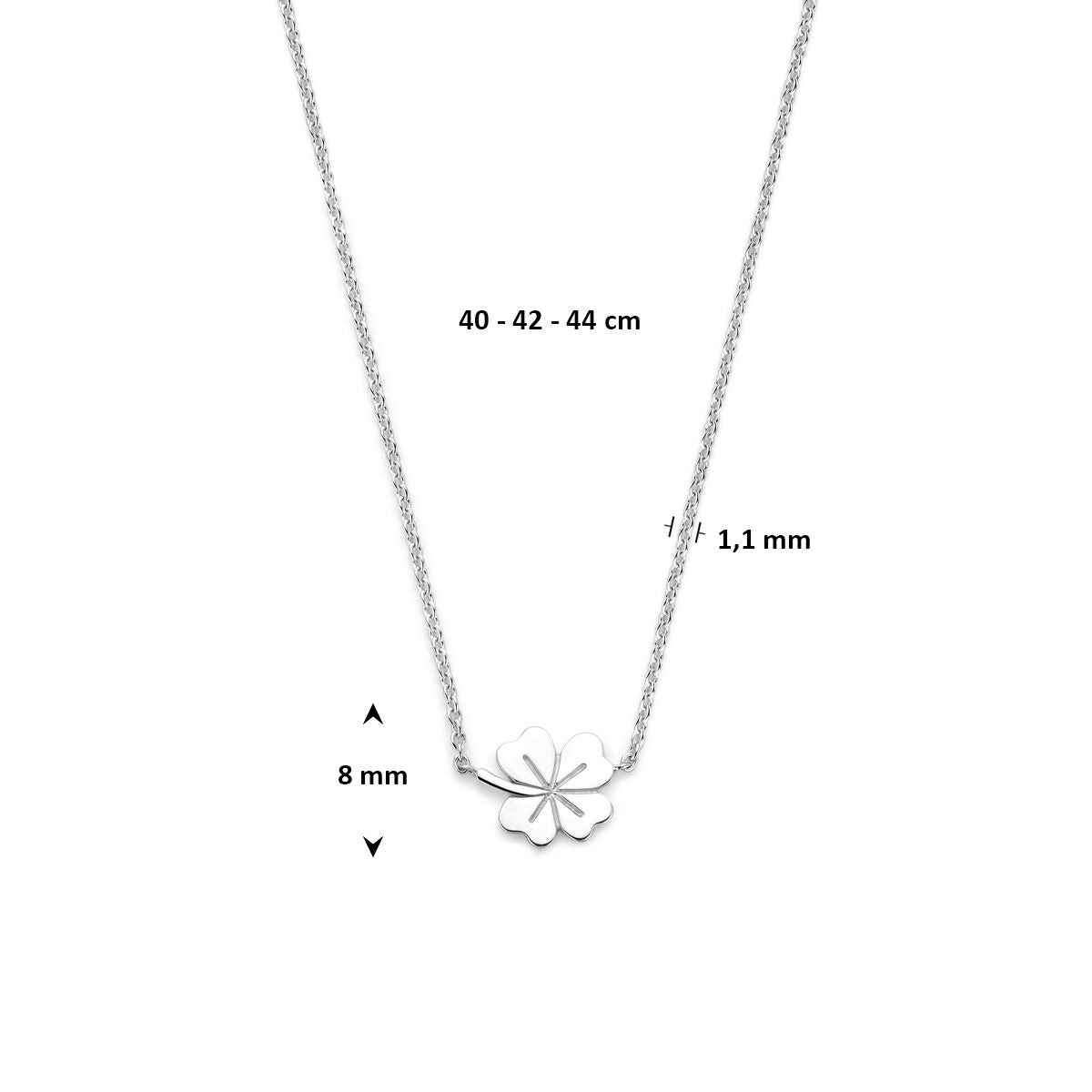 Gerhodineerd 925 Zilveren Collier met Klavertje