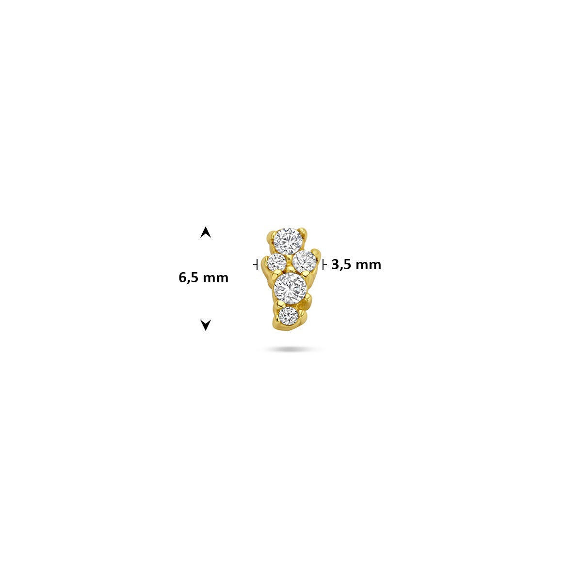 Verguld 925 zilveren flat back piercing met zirkonia