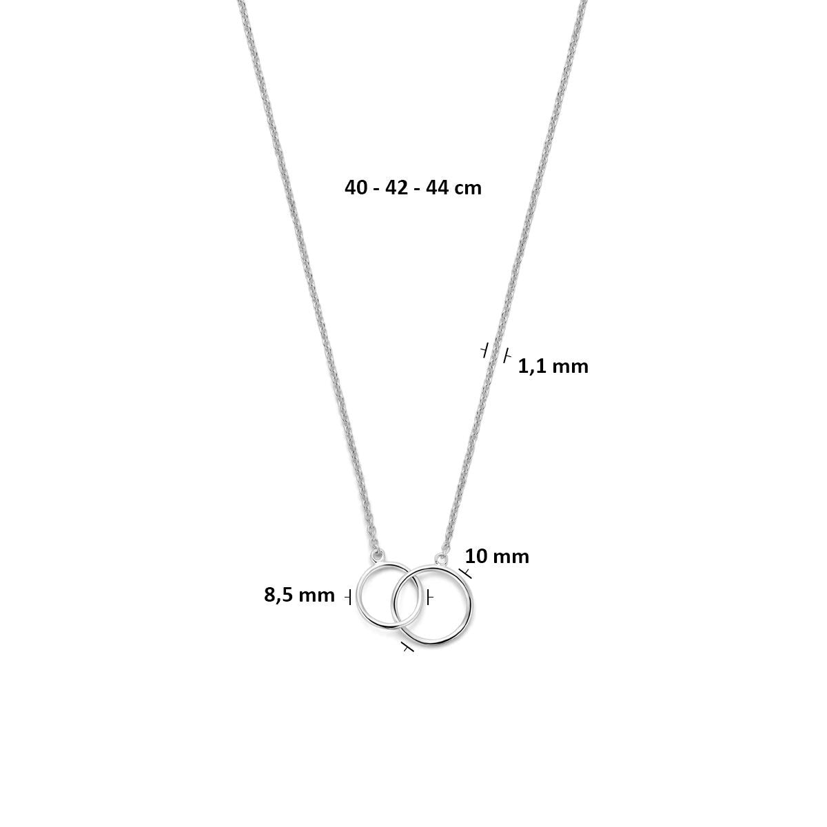 Gerhodineerd 925 Zilveren Collier met Rondjes