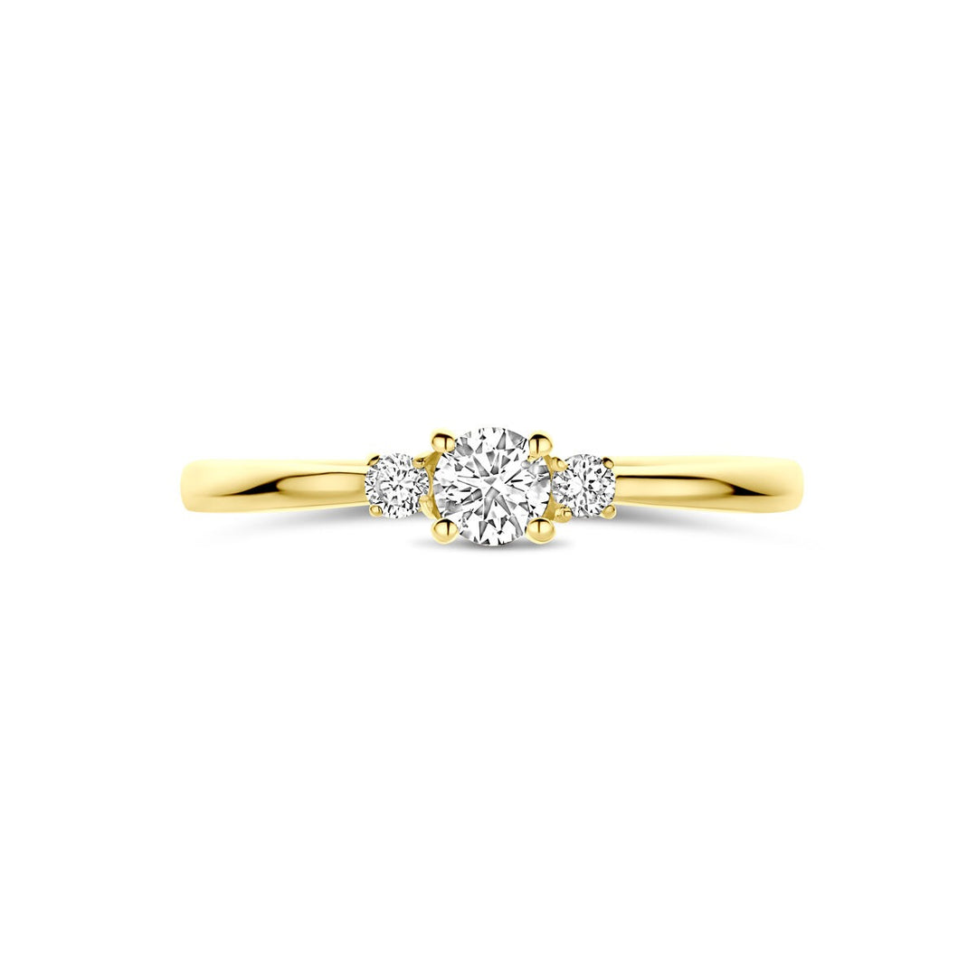 14k Geelgouden ring met 0.25ct lab grown diamant