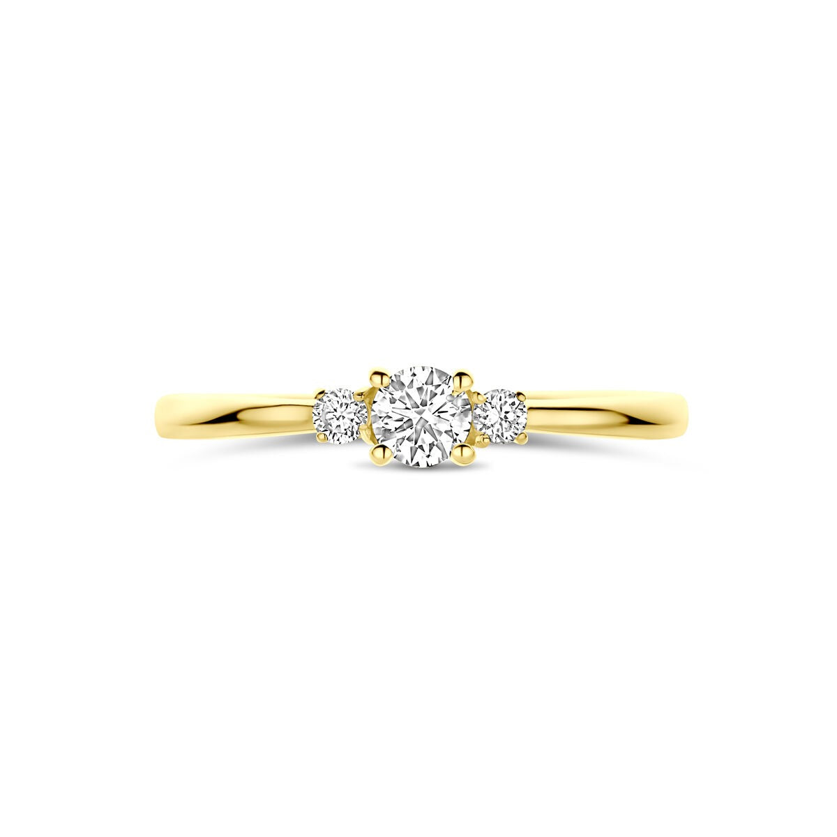14k Geelgouden ring met 0.25ct lab grown diamant