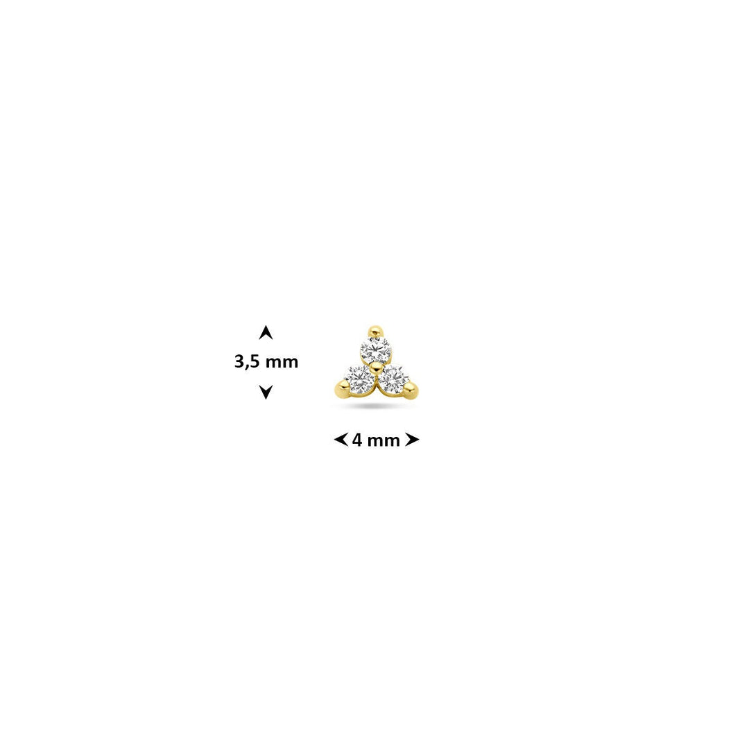 9k Geelgouden flat back piercing met zirkonia
