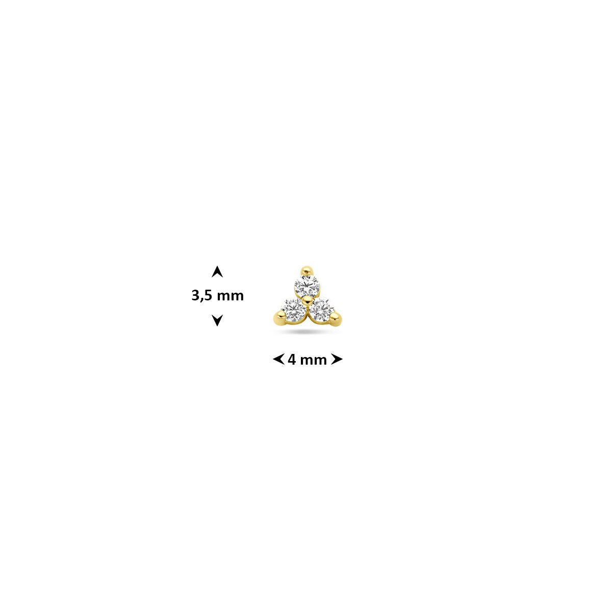 9k Geelgouden flat back piercing met zirkonia