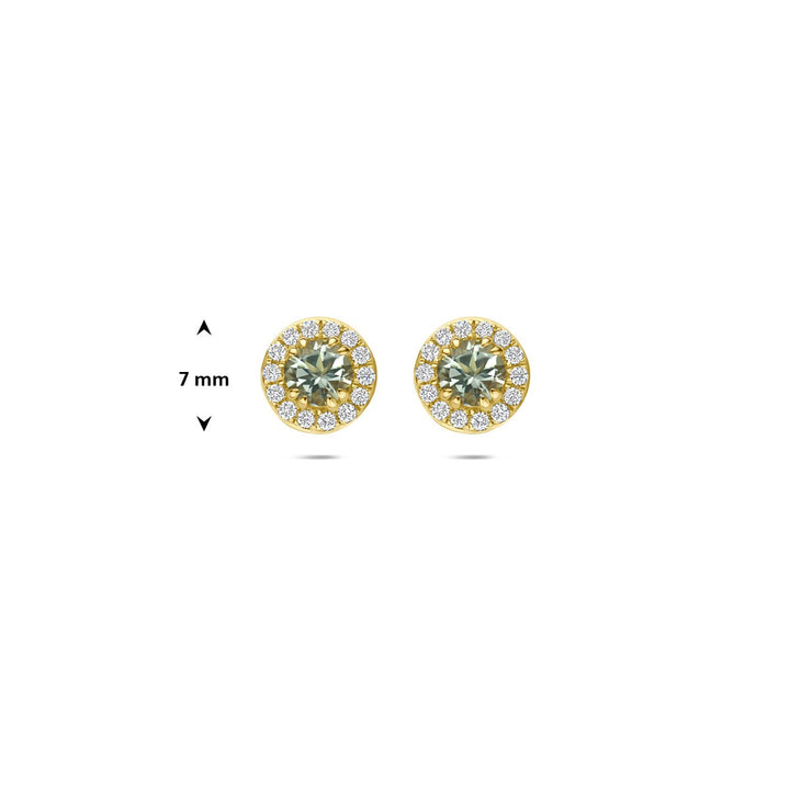 14k Geelgouden oorknoppen met groene amethist en lab grown diamant