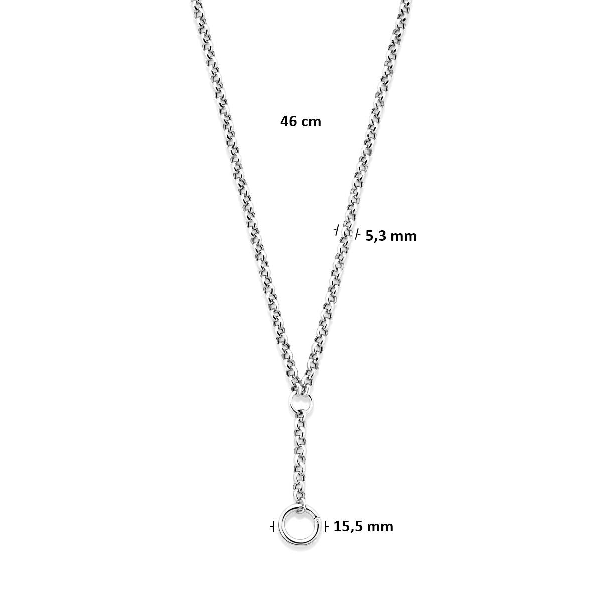 Gerhodineerd 925 zilveren Y-collier met connector 46 cm