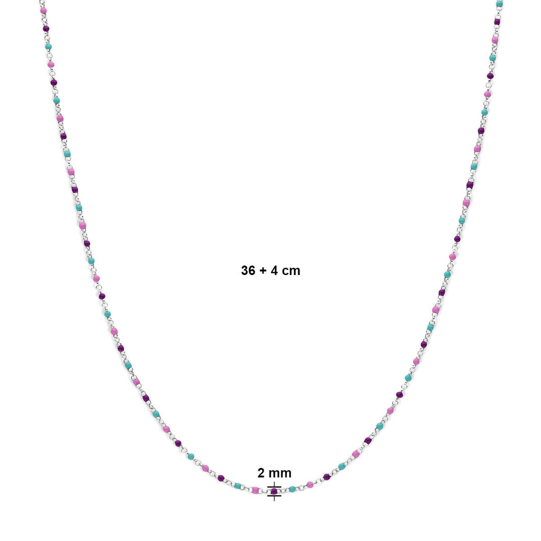 Gerhodineerd Zilveren Kindercollier met Emaille Bolletjes – 36-40cm