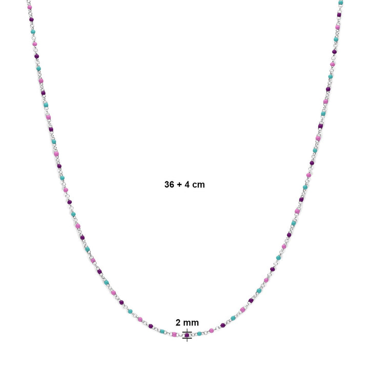 Gerhodineerd Zilveren Kindercollier met Emaille Bolletjes – 36-40cm