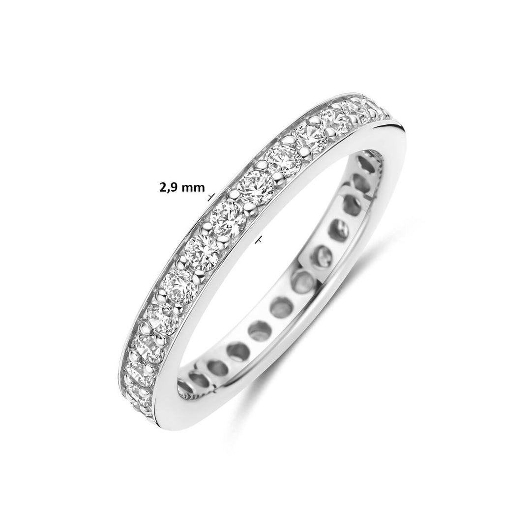 Gerhodineerd 925 zilveren ring met zirkonia 2.9 mm