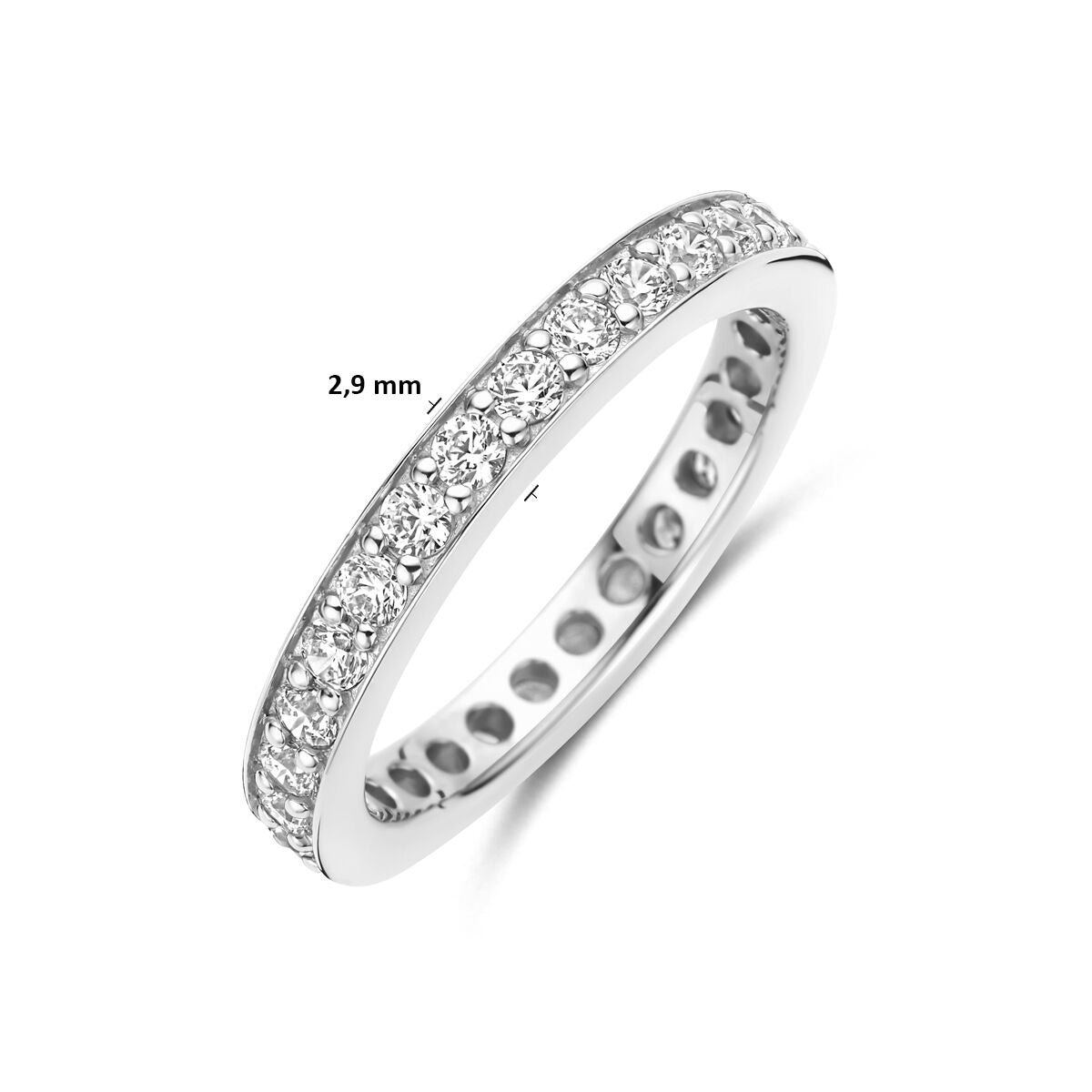 Gerhodineerd 925 zilveren ring met zirkonia 2.9 mm