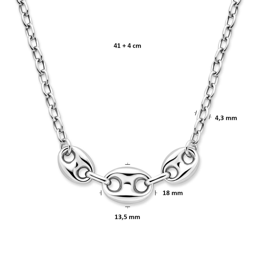 Gerhodineerd Zilveren Collier met Koffieboon Schakel