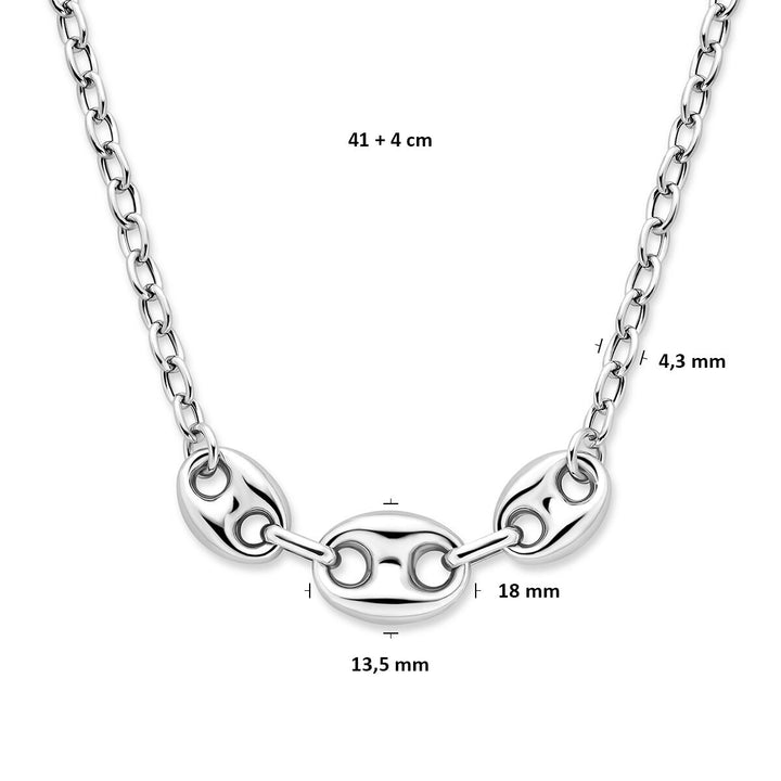 Gerhodineerd Zilveren Collier met Koffieboon Schakel