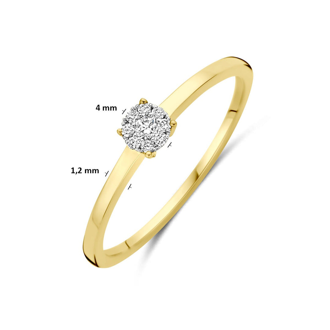 14k bicolor gouden ring met diamant 0.06ct