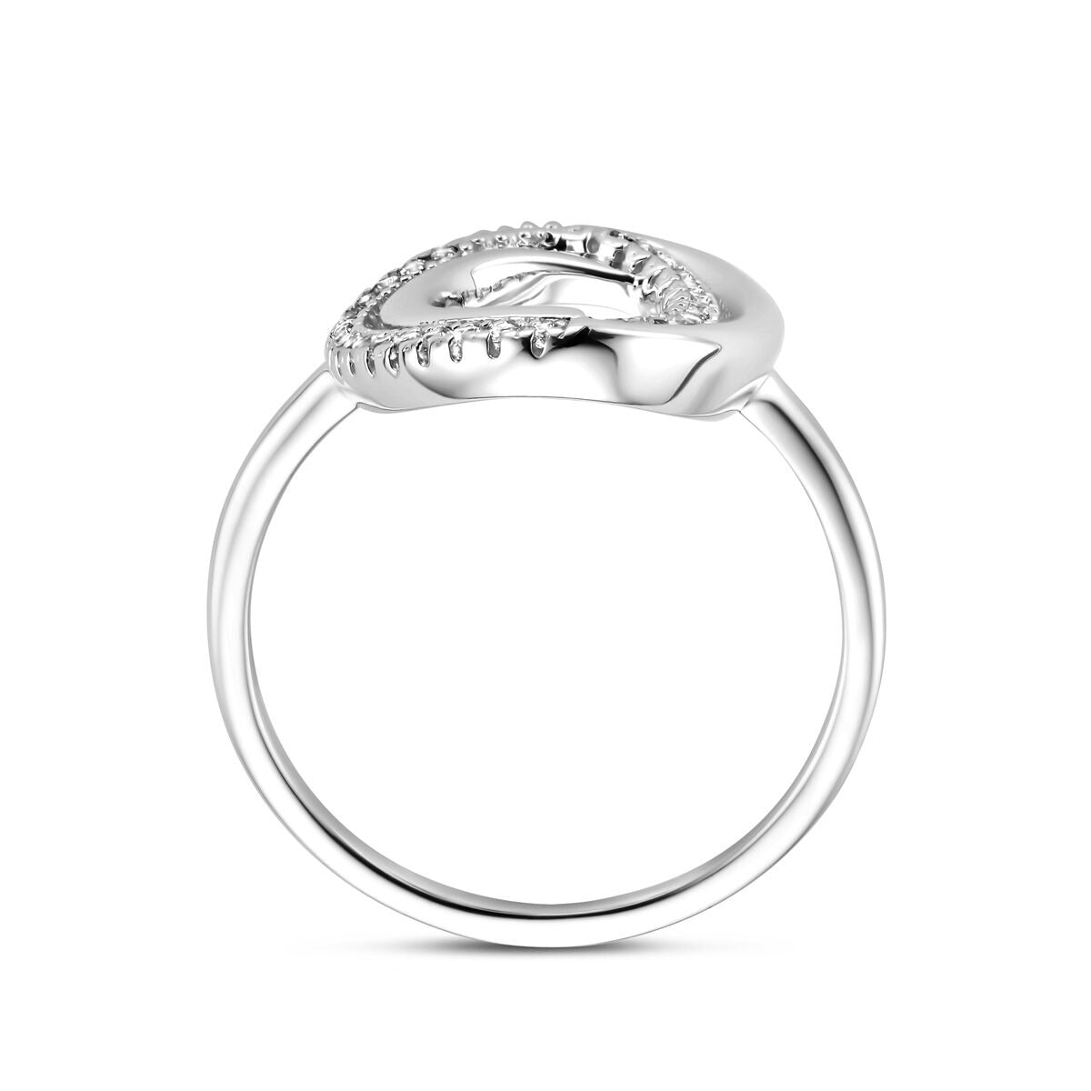 Zilveren damesring met zirkonia – breed design 16 mm