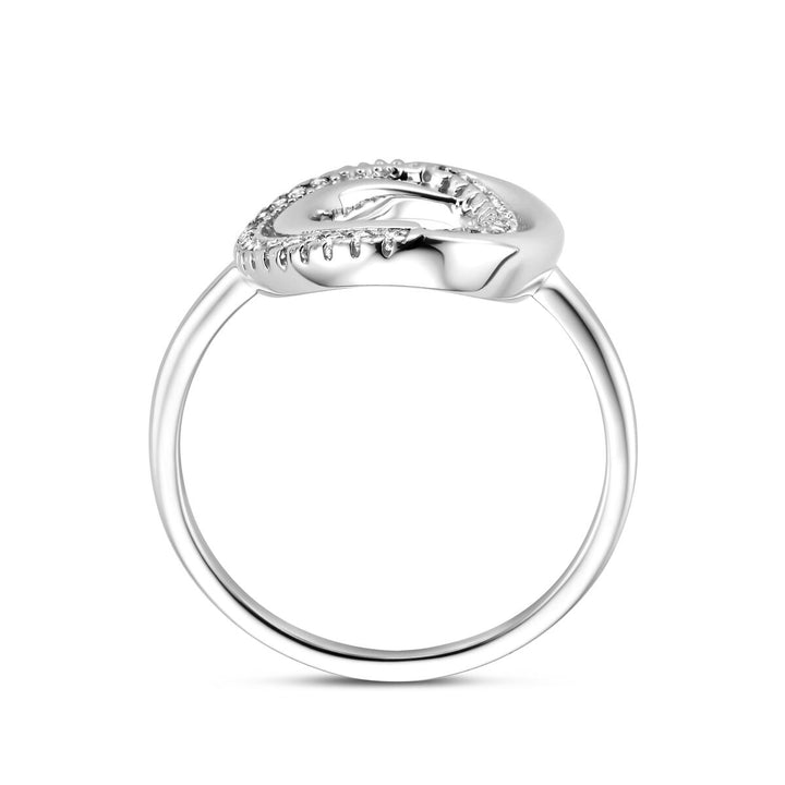 Zilveren damesring met zirkonia – breed design 16 mm