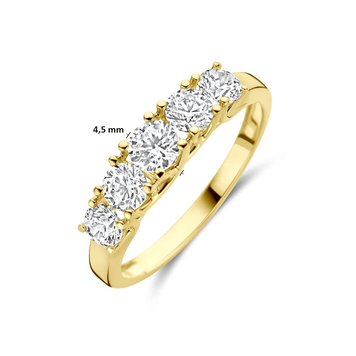 Gouden damesring met zirkonia – 14k geelgoud