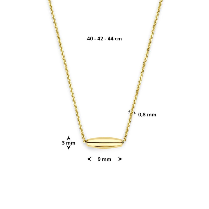 9k Geelgouden collier met balkje hanger
