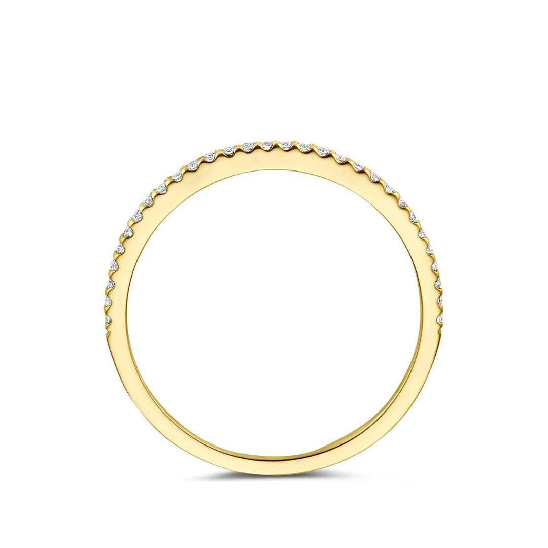14k Geelgouden damesring met diamant – fijne alliance