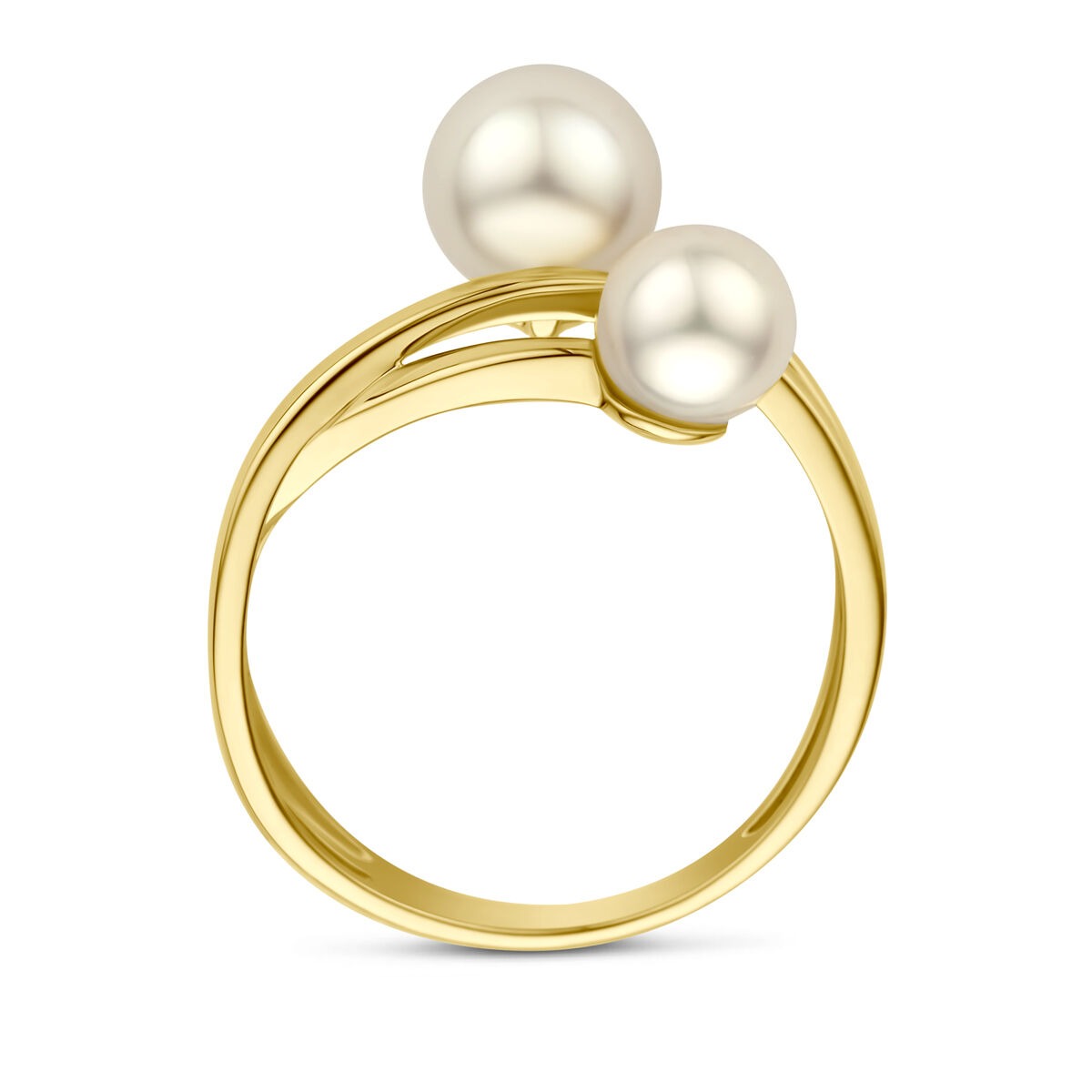 14k geelgouden dames ring met parels