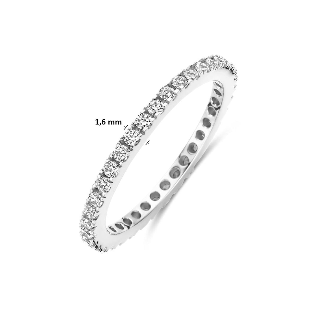 Gerhodineerd 925 zilveren ring met zirkonia