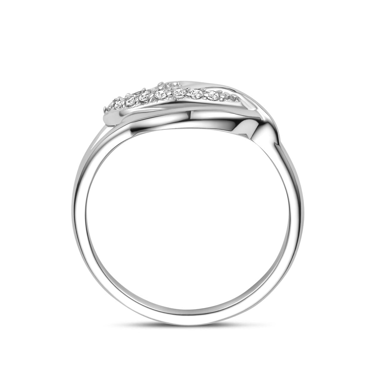 Zilveren damesring met zirkonia – 10 mm breed