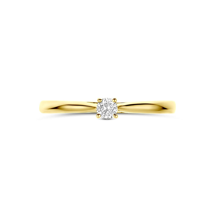 14k Geelgouden ring met 0.10ct lab grown diamant