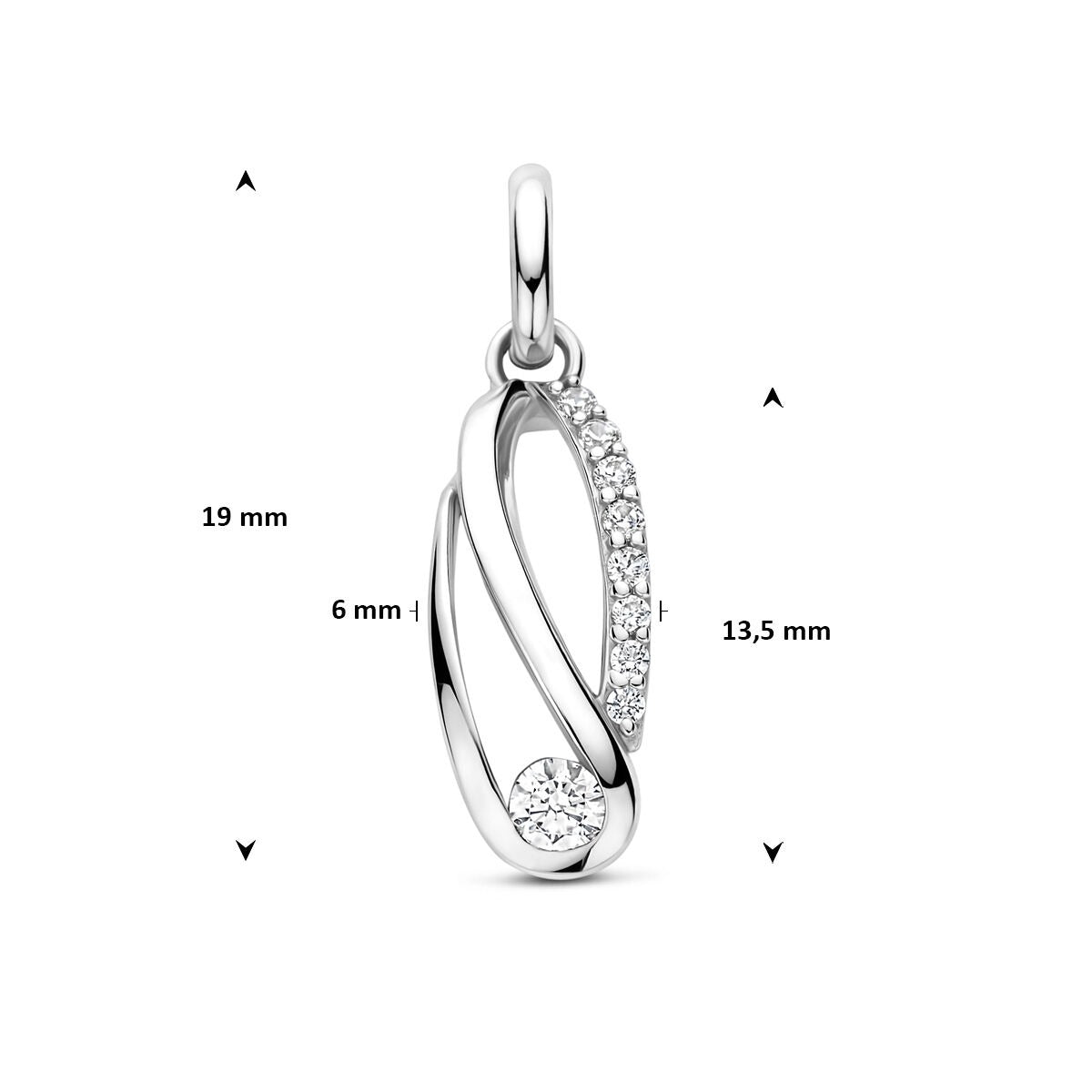 Zilveren hanger met zirkonia – gerhodineerd 925