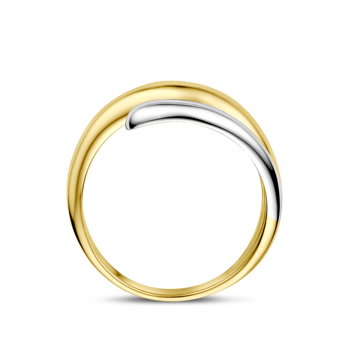 14k Bicolor geel- en witgouden ring