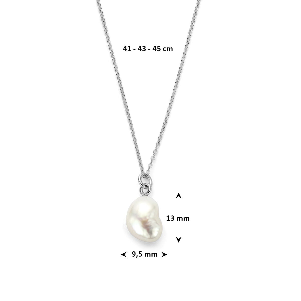 Gerhodineerd 925k zilveren collier met parel