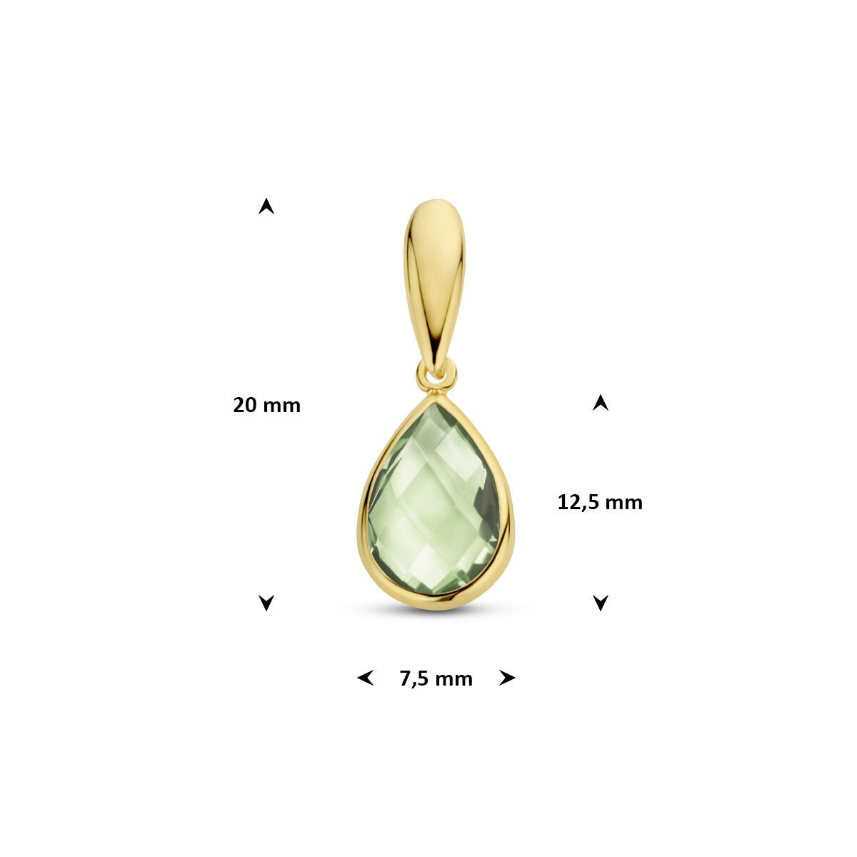 14k geelgouden hanger met groene amethist