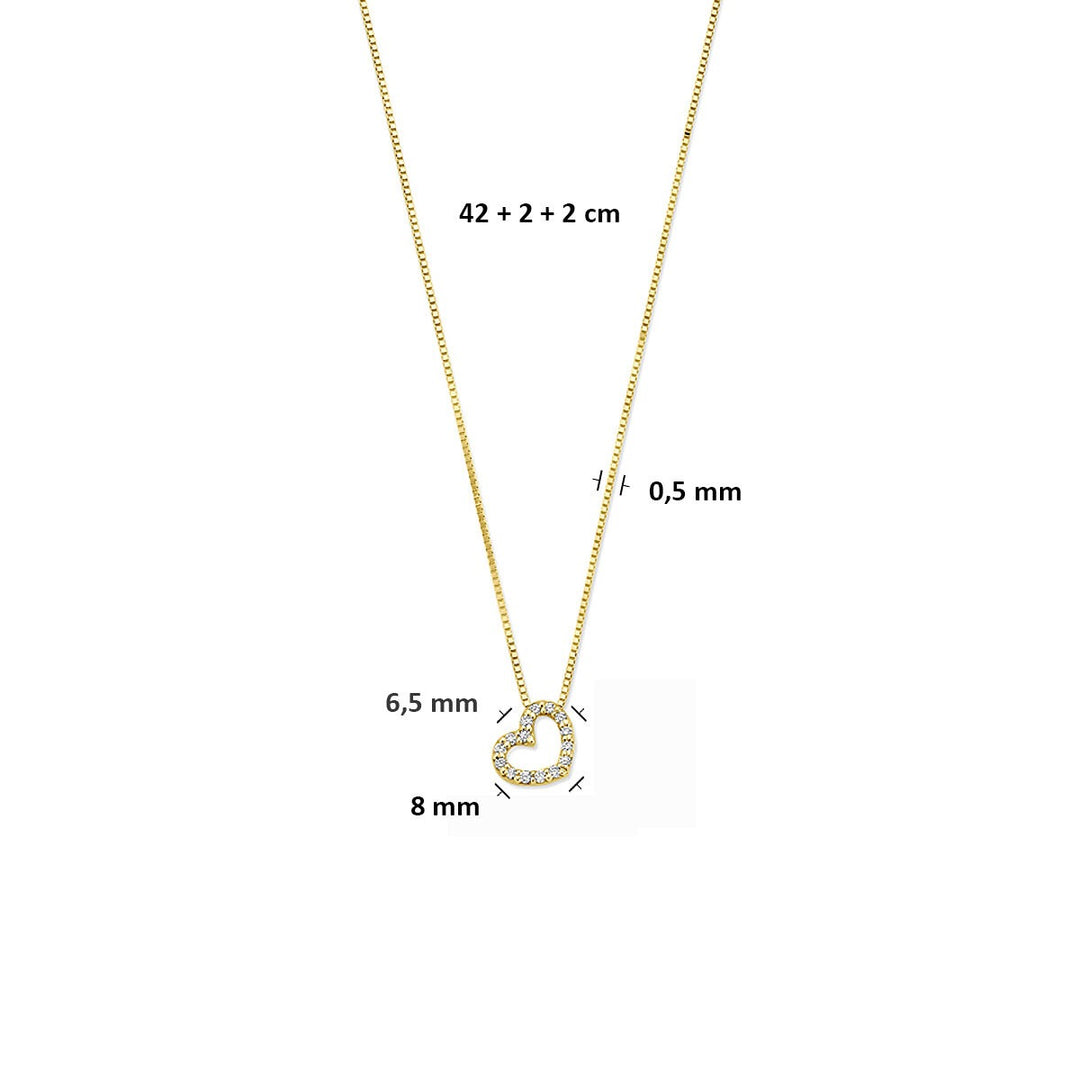 Gouden ketting 14k met hartje en lab grown diamant