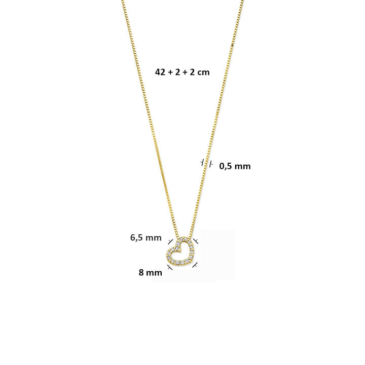 Gouden ketting 14k met hartje en lab grown diamant