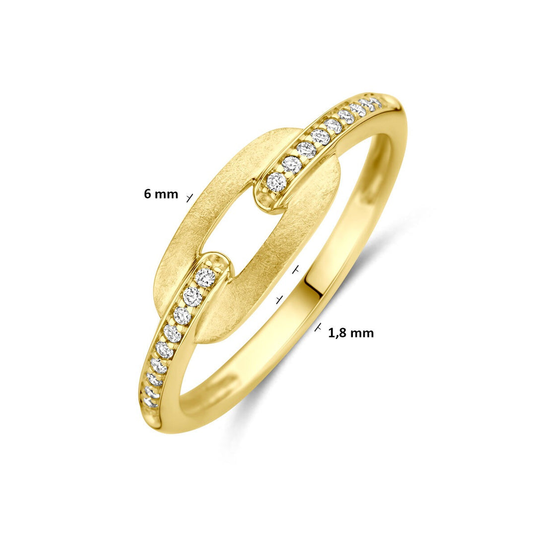 14k Geelgouden dames ring met diamant 0.08ct h si