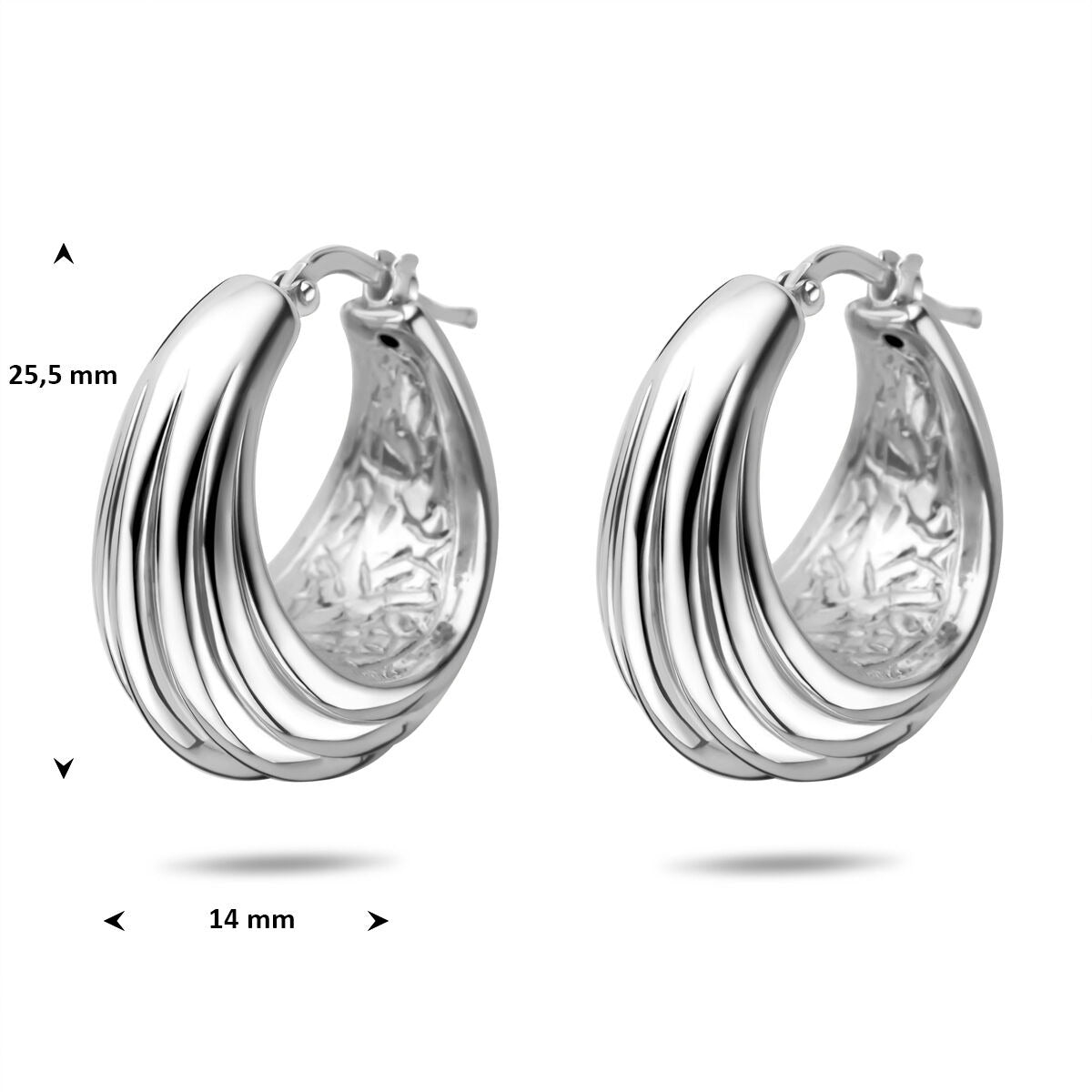 Gerhodineerd 925 Zilveren Oorringen 25,5 x 14 mm Dames