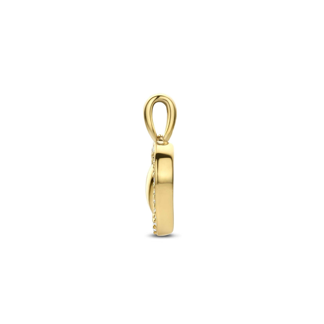 14k Geelgouden hart hanger met lab grown diamant 0,11 ct