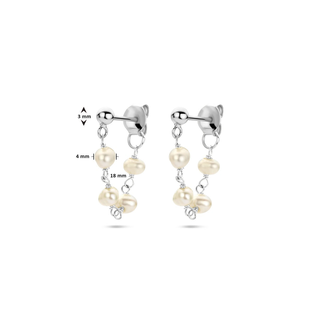 Zilveren dames oorhangers met parel – gerhodineerd 18 mm