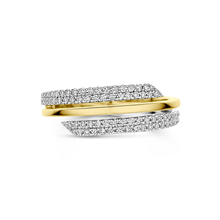 14k bicolor gouden ring met diamant 0.40ct