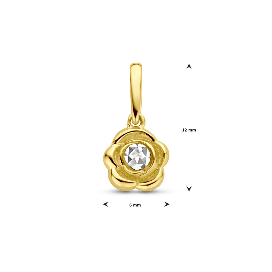 14k Bicolor Gouden Hanger in Bloemvorm – Geel- en Witgoud