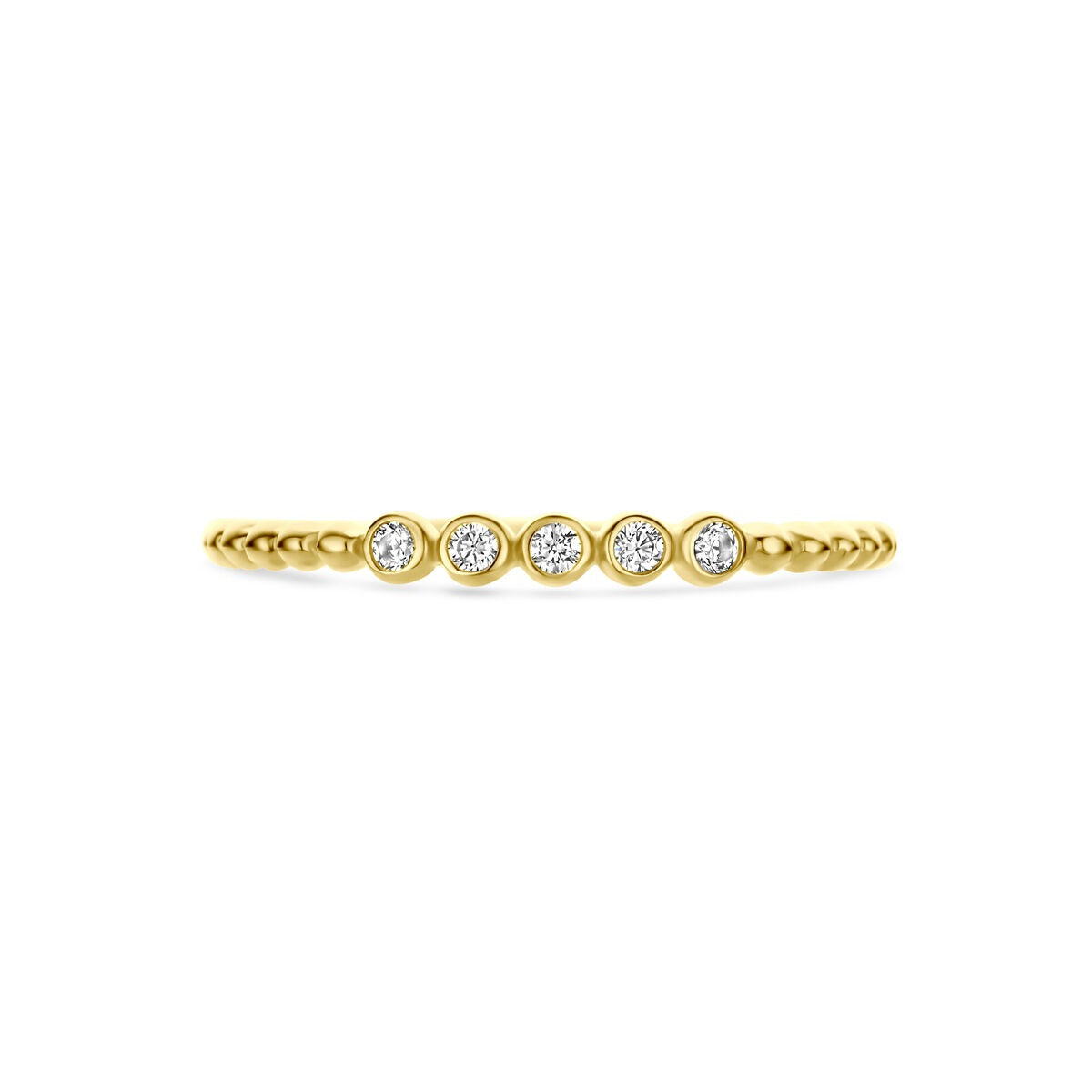 14k Geelgouden ring met zirkonia entourage