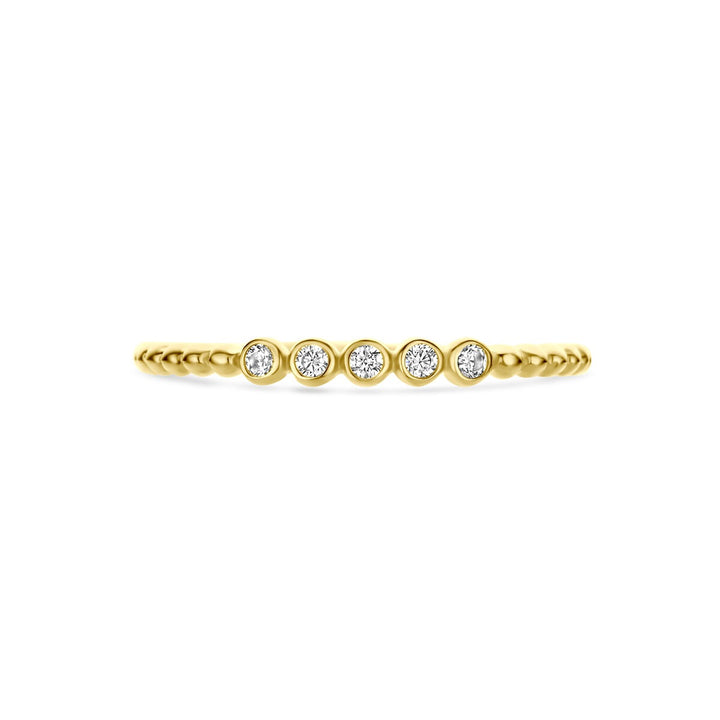 14k Geelgouden ring met zirkonia entourage