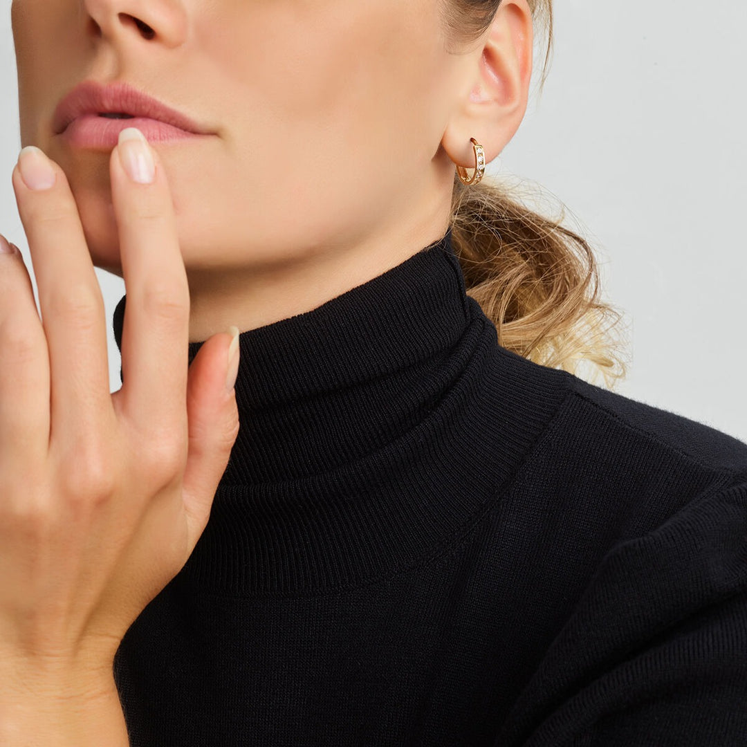 14k geelgouden klapoorringen met zirkonia rij – dames