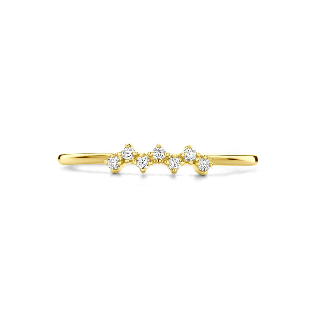 9k Geelgouden ring met zirkonia entourage