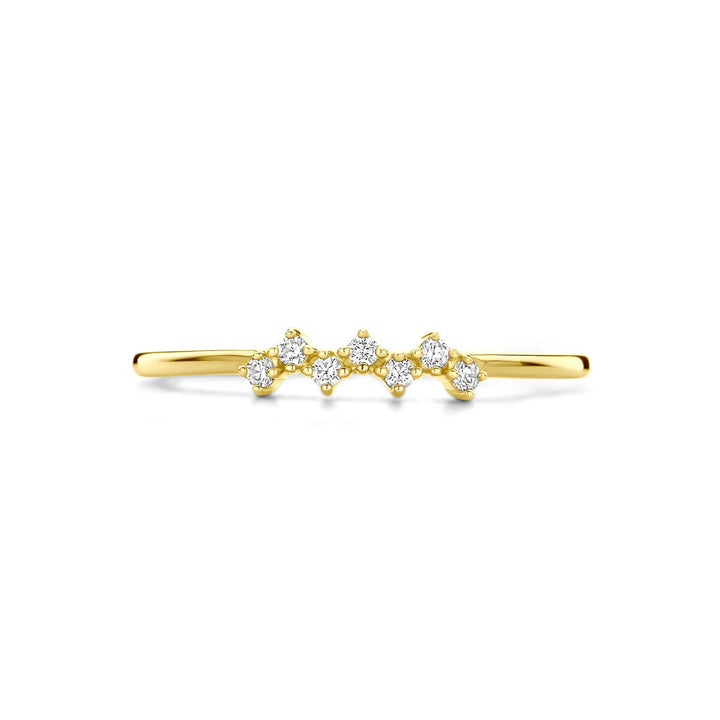 9k Geelgouden ring met zirkonia entourage