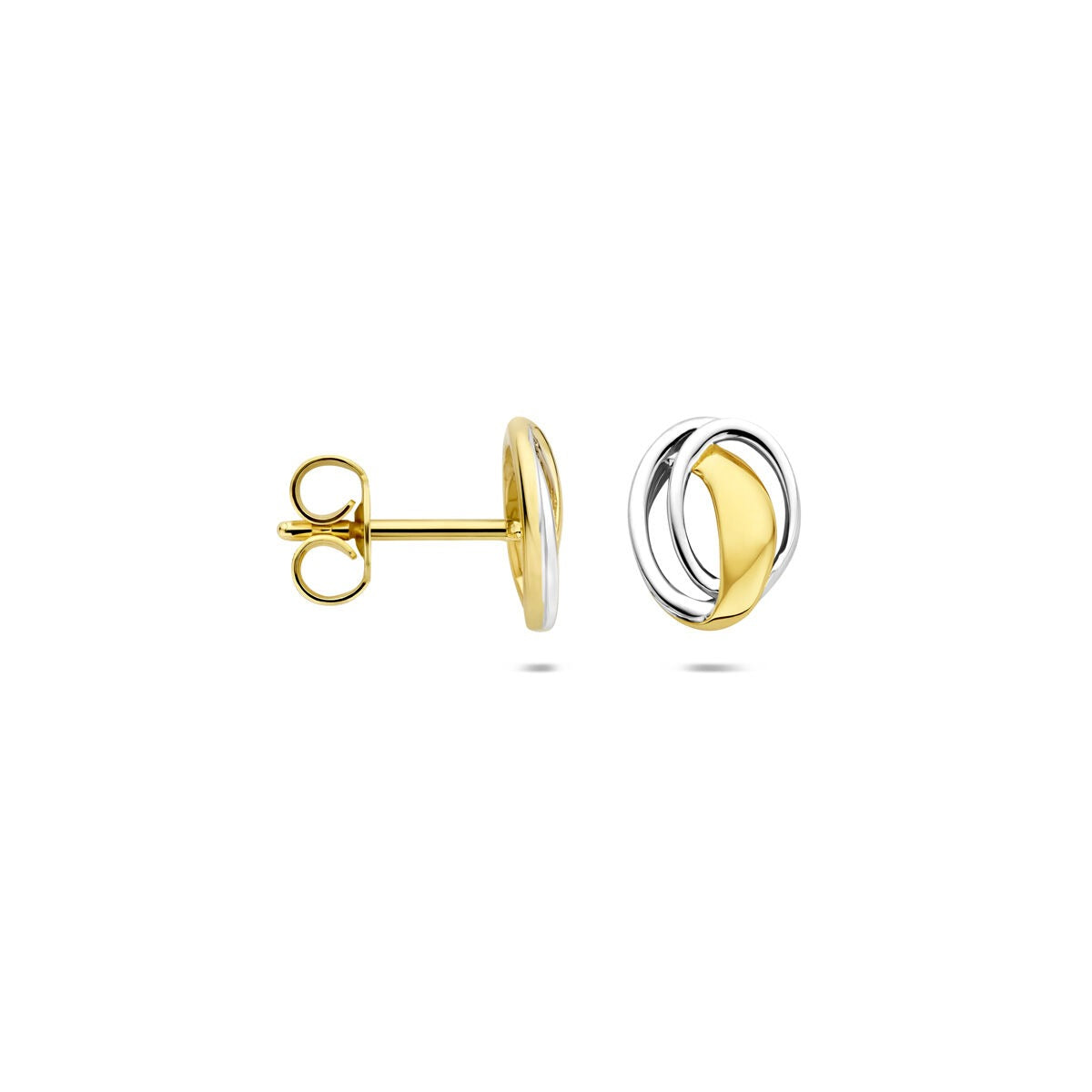 Gouden oorknopjes – 9k geel- en witgoud, ovaal design