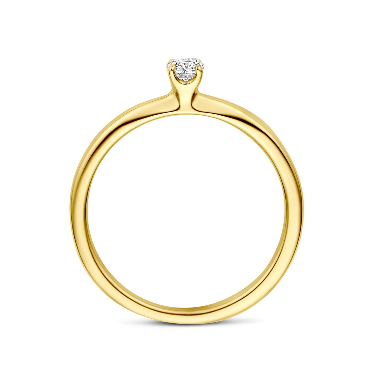 14k Geelgouden Ring met Diamant 0,21 ct Solitaire