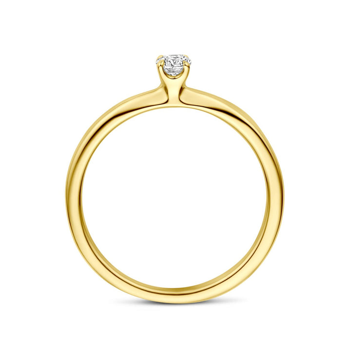 14k Geelgouden Ring met Diamant 0,21 ct Solitaire