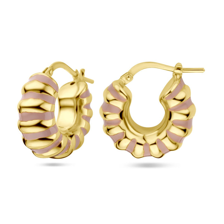 earrings pink enamel 1 micron silver gold plated (yellow)