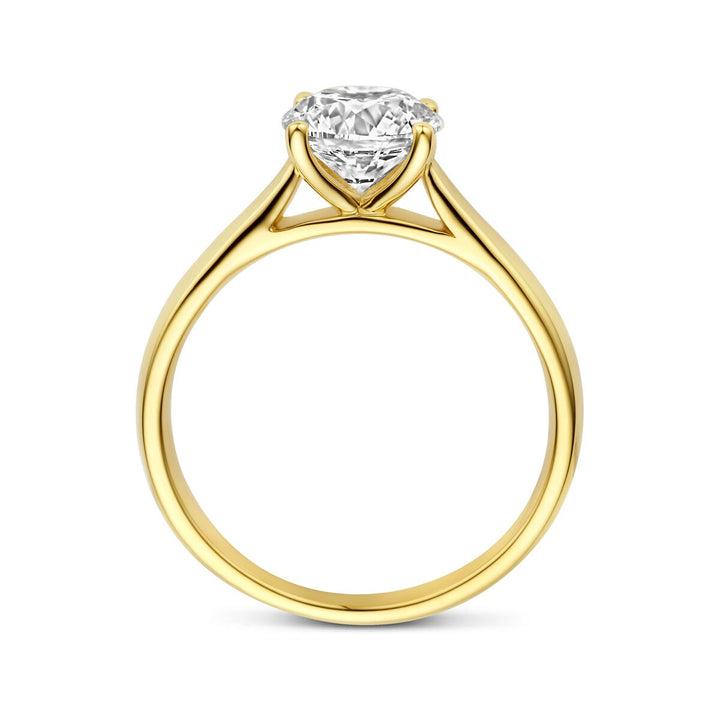 14k Geelgouden ring met lab grown diamant 1.50ct